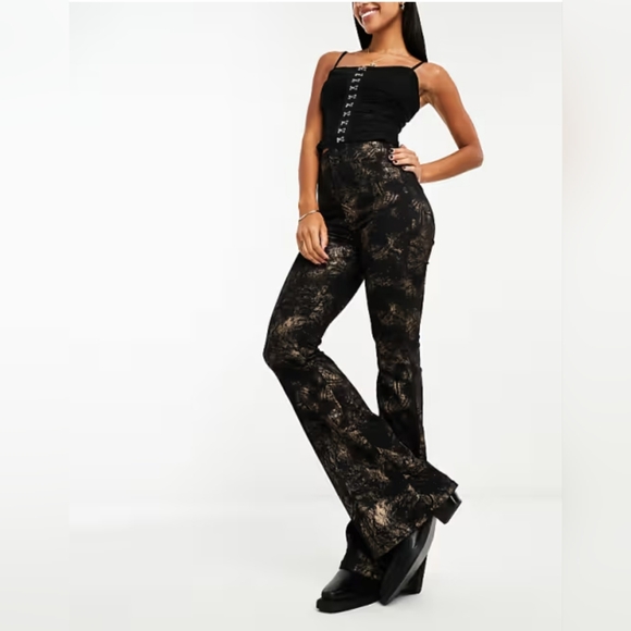 Free People Jayde Metallic Detail Flared Jeans In Black - Picture 5 of 11